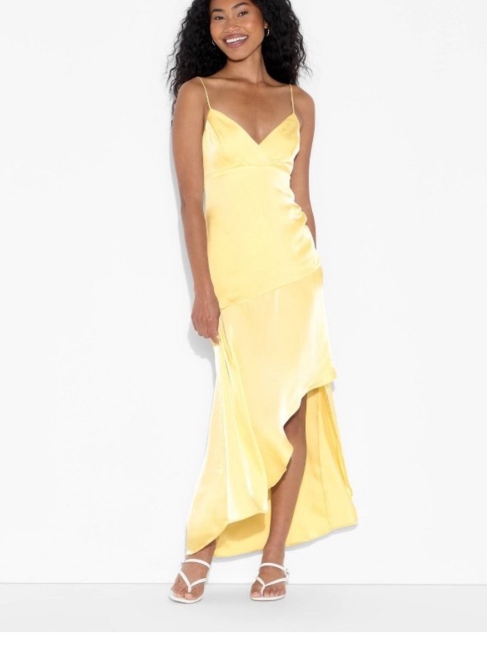 wild fable Yellow Satin High-Low Slip Dress